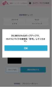 カメラとマイクの使用許可